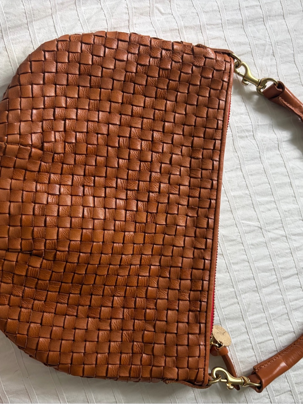 Clare V. Petite Moyen - natural woven checker Leather Crossbody Bag - Picture 6 of 12